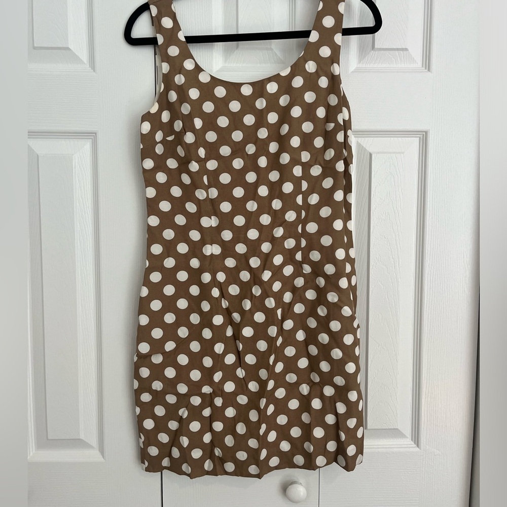 Vintage light brown and white polka dot dress